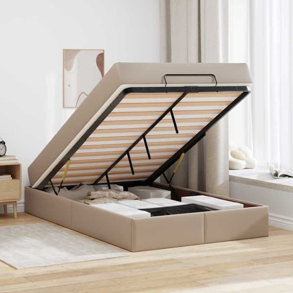 Sängram med madrass Övrigt 2 pcs Tan PVC