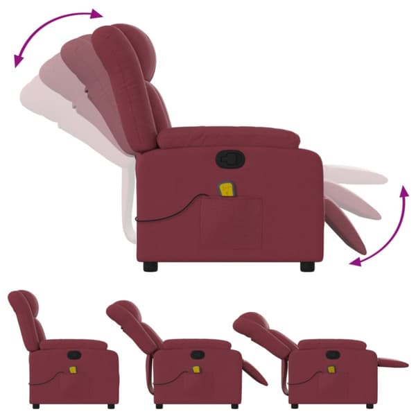 Massagefåtölj vinröd tyg