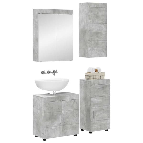 Badrumsmöbelset TULUM 4 pcs Betonggrå 60 x 34 x 63 cm