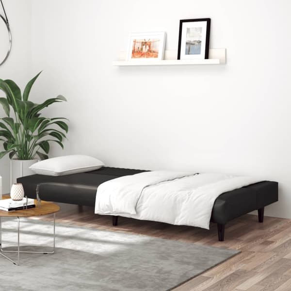 Bäddsoffa 2-sits svart konstläder