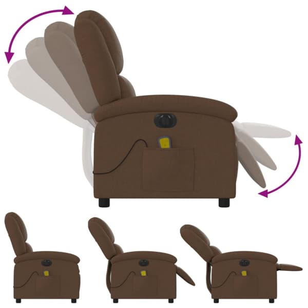 Elektrisk massagefåtölj brun tyg