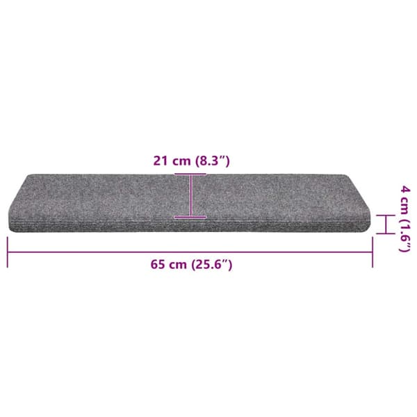 Trappmattor självhäftande 30 st 65x21x4 cm ljusgrå rektangulär kant