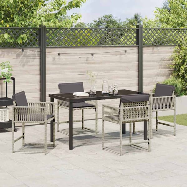 Trädgårdsmöbelset 5 pcs Ljusgrå konstrotting