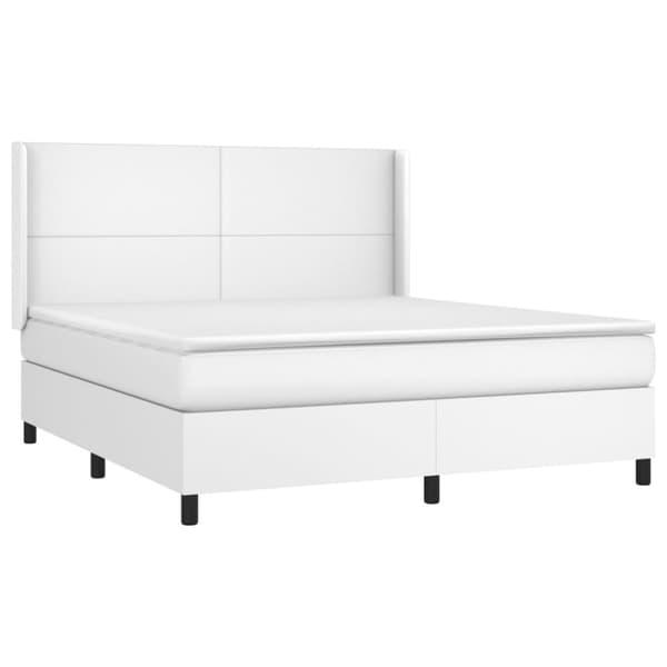 Ramsäng med madrass & LED vit 180x200 cm konstläder