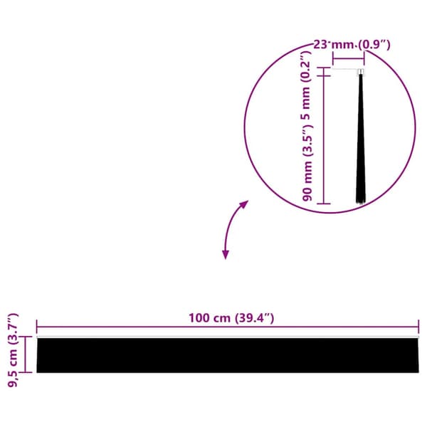 Självhäftande dörrborstlist 2 pcs Svart 100 cm