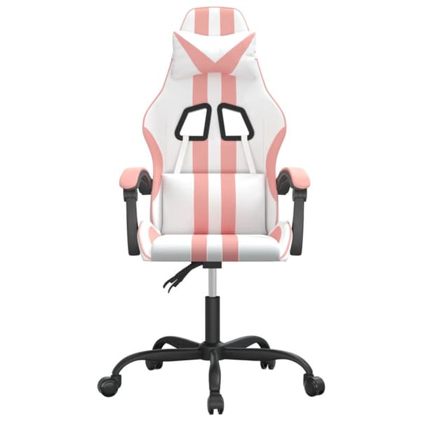 Gamingstol vit och rosa konstläder