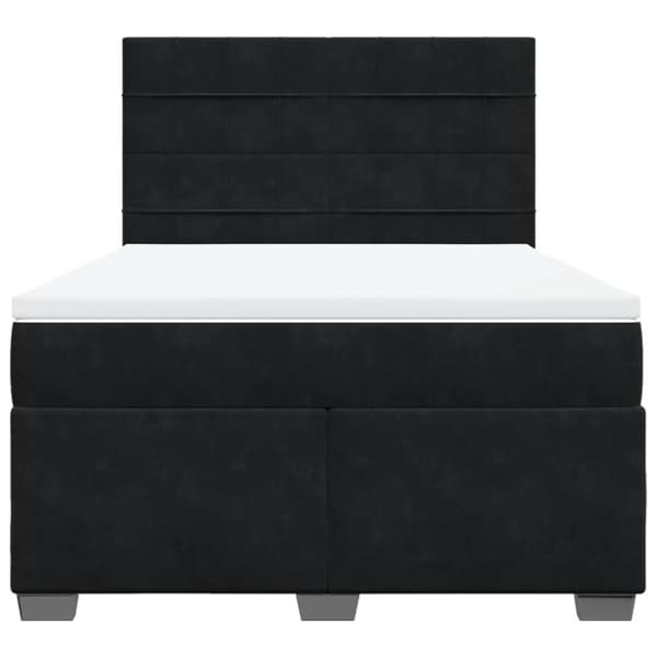 Ramsäng med madrass svart 140x190 cm sammet
