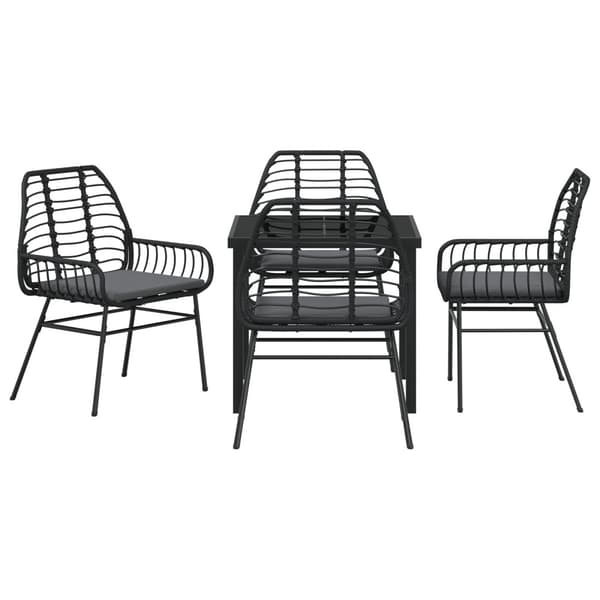 Trädgårdsmöbelset 5 pcs Svart konstrotting