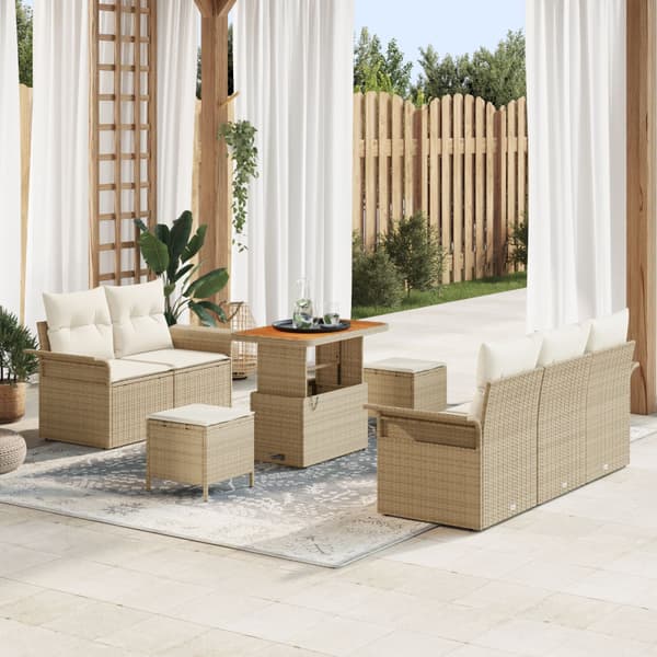Trädgårdsoffset 8 st Beige konstrotting