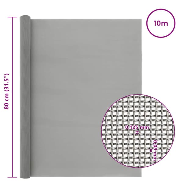 Nätduk 80 x 1000 cm 120 Mesh Rostfritt stål 201 Silver