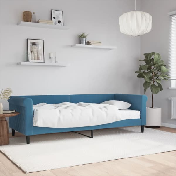 Dagbädd med madrass blå 80x200 cm sammet
