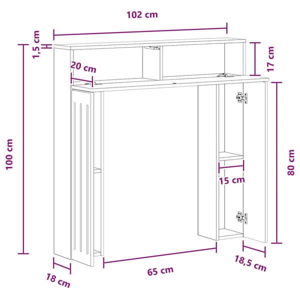 Eldstadsram Vit 102 x 18 x 100,5 cm Konstruerat trä