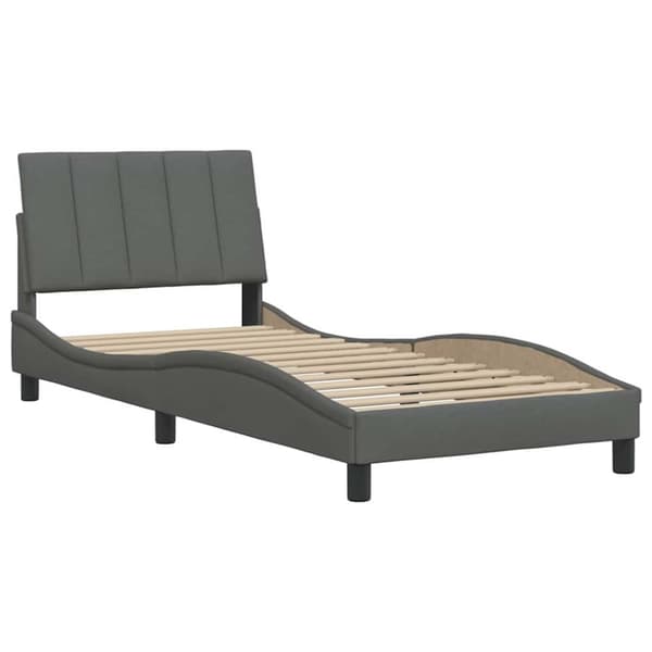 Bed Frame without Mattress "Hanko" Dark Grey 80x200 cm Fabric