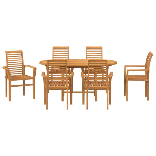 Trädgårdsmöbelset 7 pcs Brun Massivt teakträ
