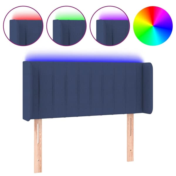 Sänggavel LED blå 93x16x78/88 cm tyg