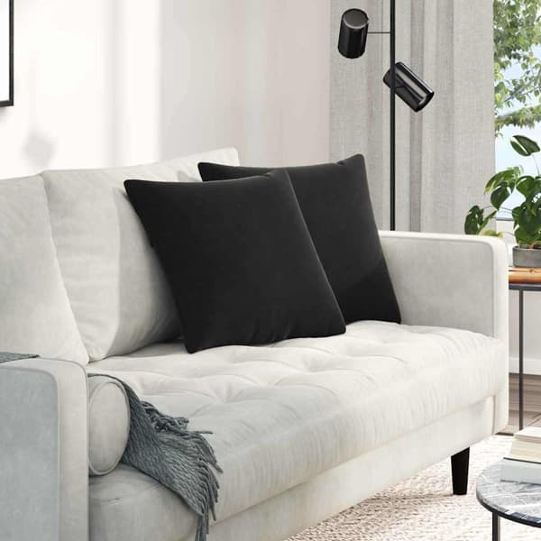 Sofakuddar 2 pcs Svart 45 x 45 cm Kordread tyg