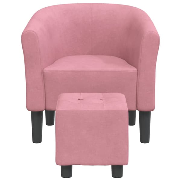 Fåtölj med fotpall rosa sammet