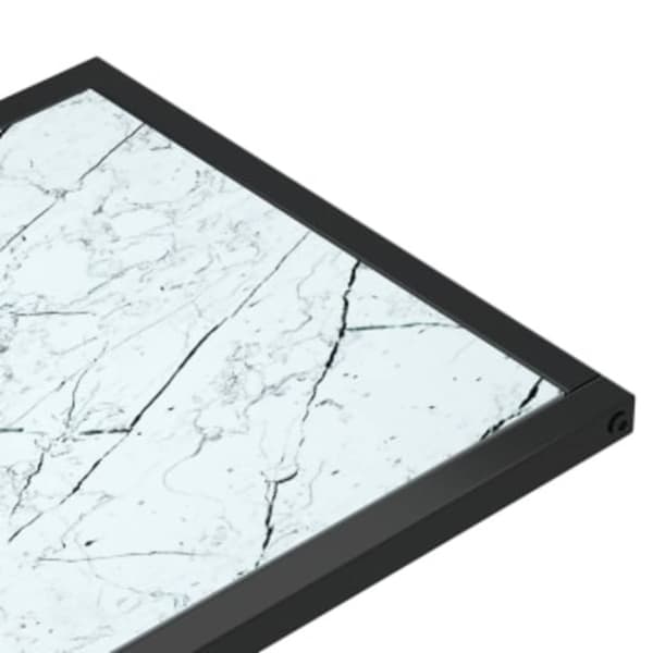 Sidobord till datorbord vit marmor 50x35x65 cm härdat glas