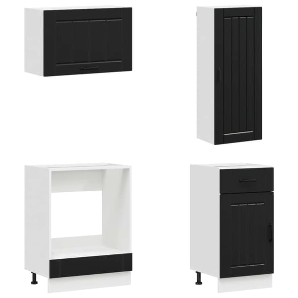 Köksenhet LUCCA 8 pcs Svart Konstruerat trä
