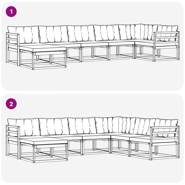 Utomhussoffset 7 pcs Vit och ljusgrå 404 x 166,5 x 73 cm