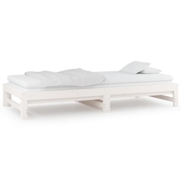 Utdragbar dagbädd vit 2x(90x190) cm massiv furu