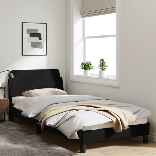 Bed Frame with Headboard "Dover" Black 90x190 cm Fabric