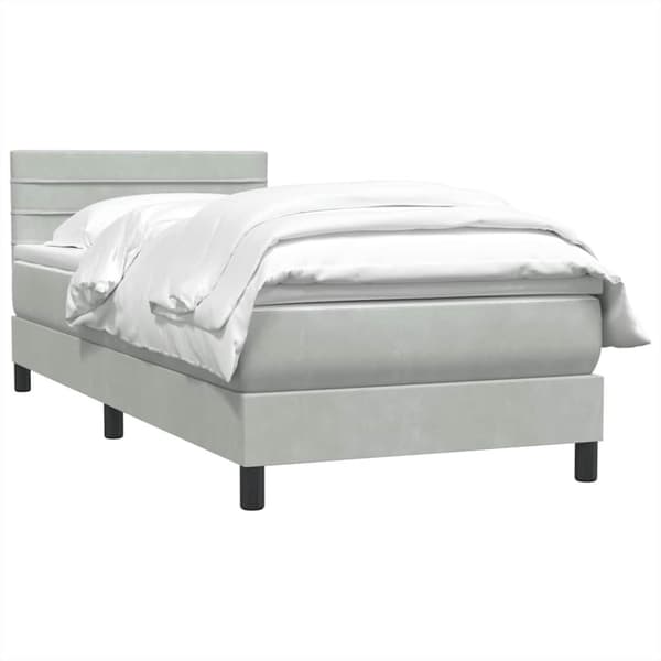 Ramsäng med madrass ljusgrå 80x220 cm sammet