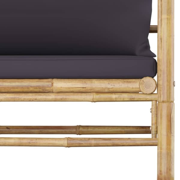 Loungegrupp för trädgården med mörkgrå dynor 7 delar bambu