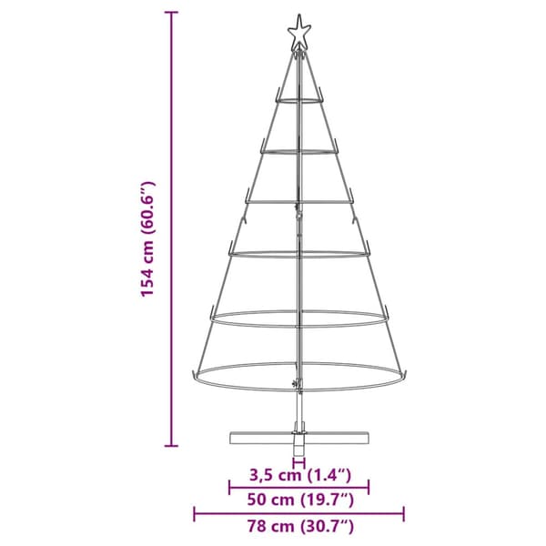 Julcone-träd med stativ Svart 154 cm Stål