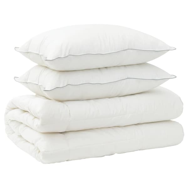 Täcke och kudde set 3 st 200x200 cm Vinter 450 GSM Ull Vit