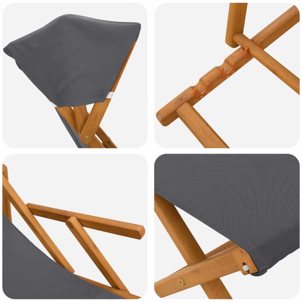 Deck Chair 4 st 3 Position Massiv Eukalyptus Trä Grå
