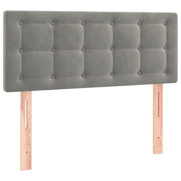 Sänggavel LED ljusgrå 90x5x78/88 cm sammet