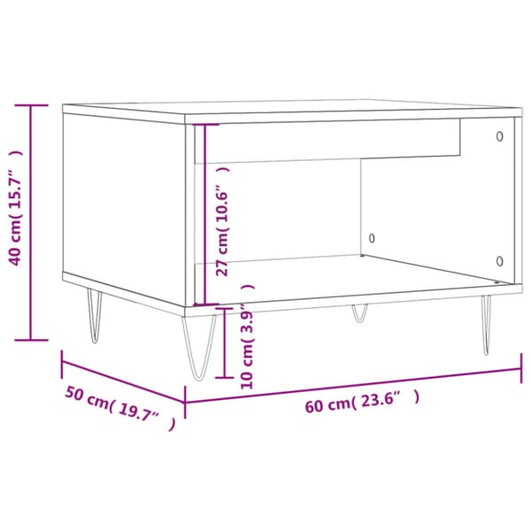 Soffbord vit 60x50x40 cm konstruerat trä