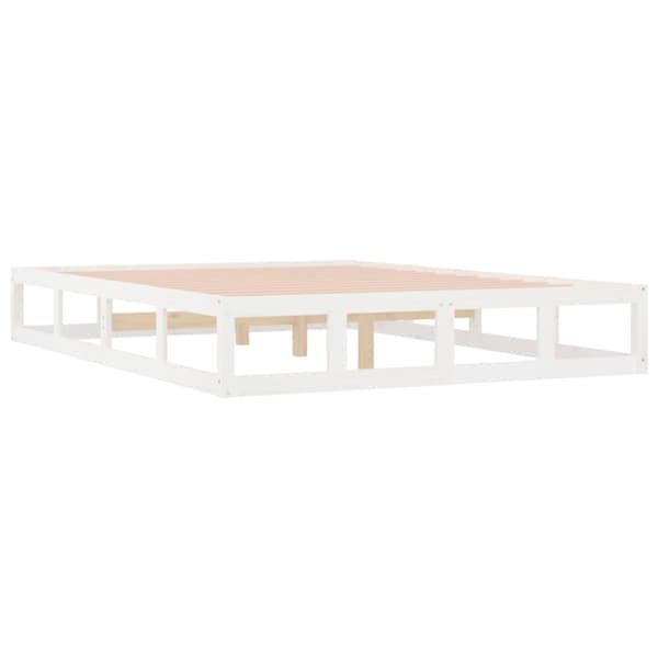 Sängram vit 200x200 cm massivt trä