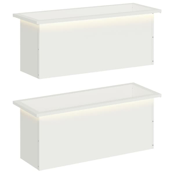Odlingslåda med LED 2 st Vit 30 x 80 x 30 cm Stål