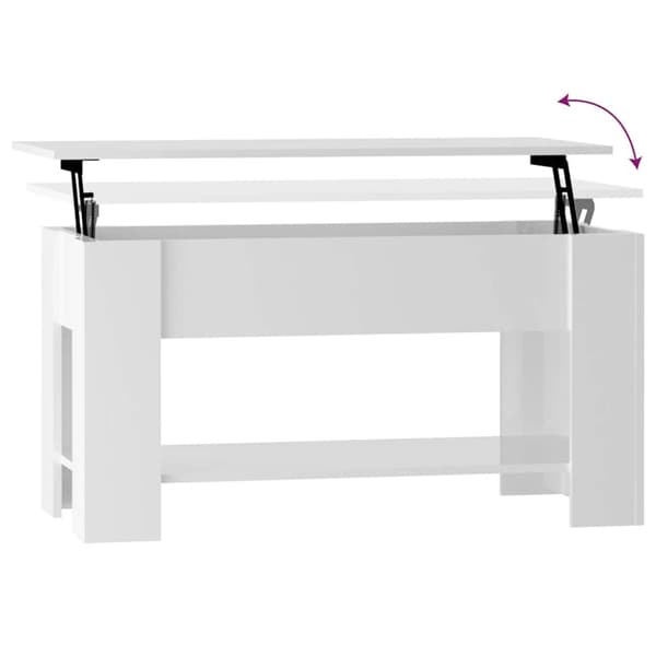 Soffbord vit högglans 101x49x52 cm konstruerat trä