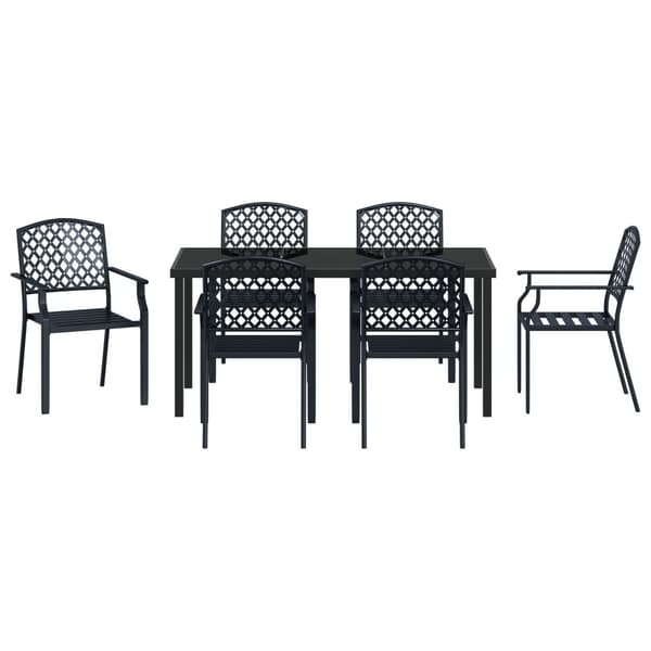 Trädgårdsmöbelset 7 pcs Antracit Pulverlackerat stål