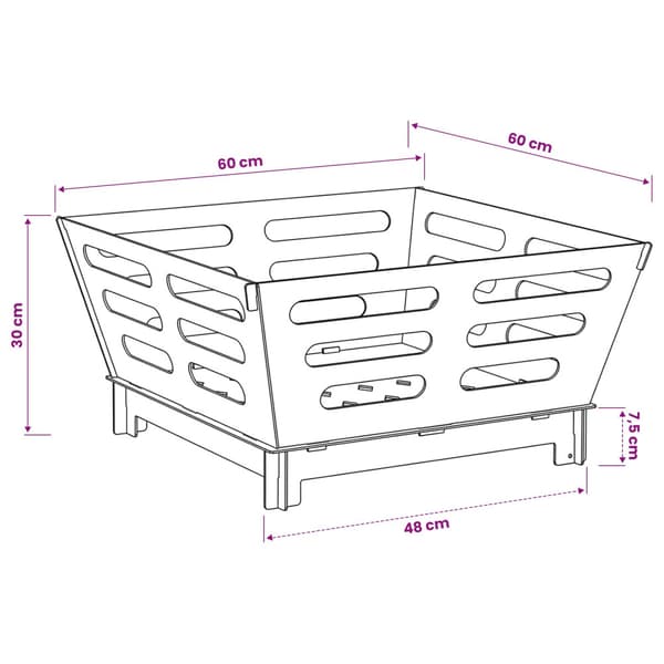 Eldstad Svart 60 x 60 x 30 cm Stål