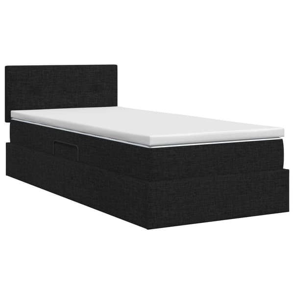 Förvaringssäng med madrass Svart 100 x 200 cm Sammet