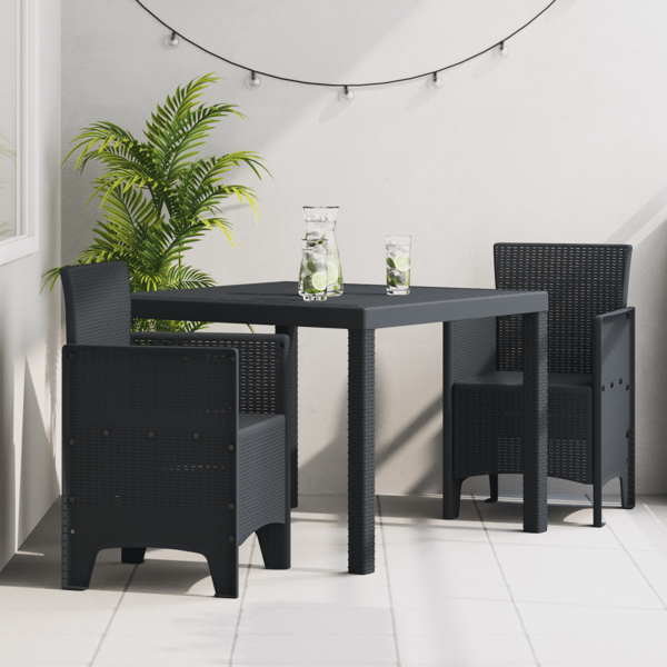 Trädgårdsmöbelset 3 pcs Antracit Polypropylen