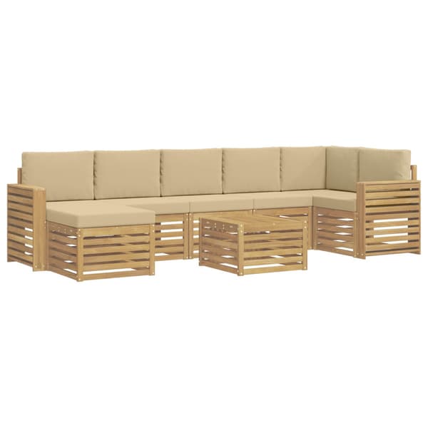 Utomhussoffset 8 pcs Vit och Beige 59 x 59 x 37 cm Polyester