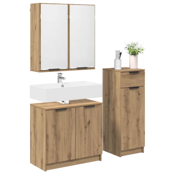 Badrumsmöbelset med låda 3 pcs Artisan Ek Konstruerat trä
