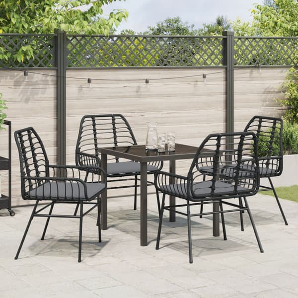 Trädgårdsmöbelset 5 pcs Svart konstrotting