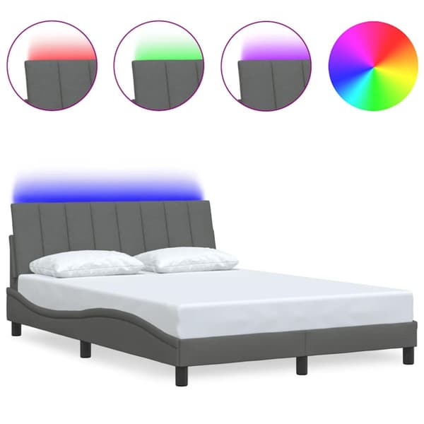Bed Frame without Mattress "Hanko" Dark Grey 140x200cm Fabric
