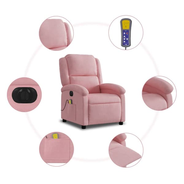 Elektrisk massagefåtölj rosa sammet