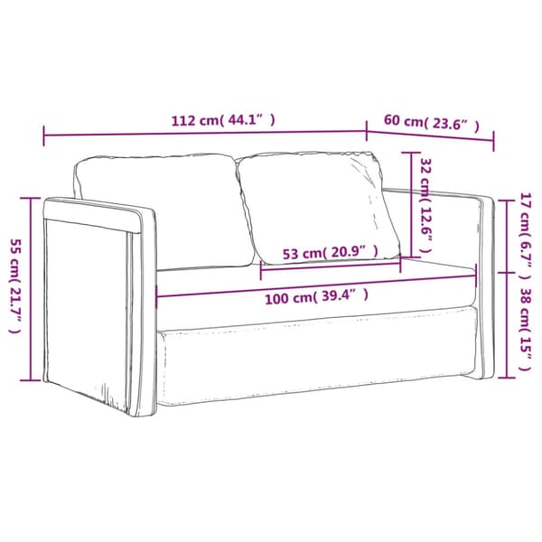Golvbäddsoffa 2-i-1 grå 112x174x55 cm konstläder