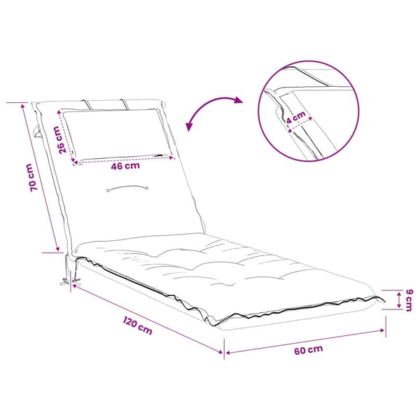 Solstol Kudde GEMERT 100% Polyester Antracit 190 x 60 x 9 cm