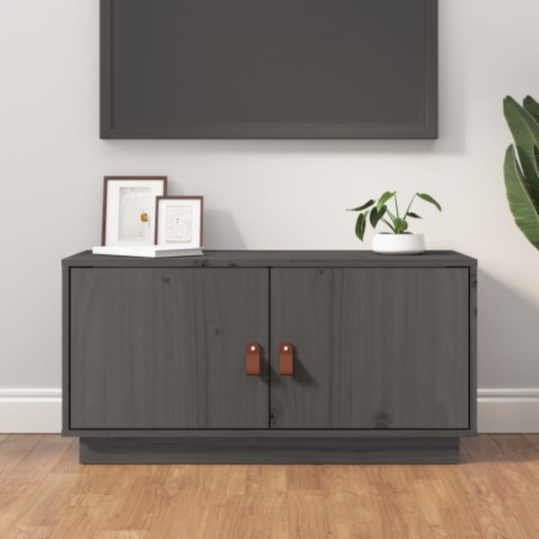 Tv-bänk grå 80x34x40 cm massiv furu
