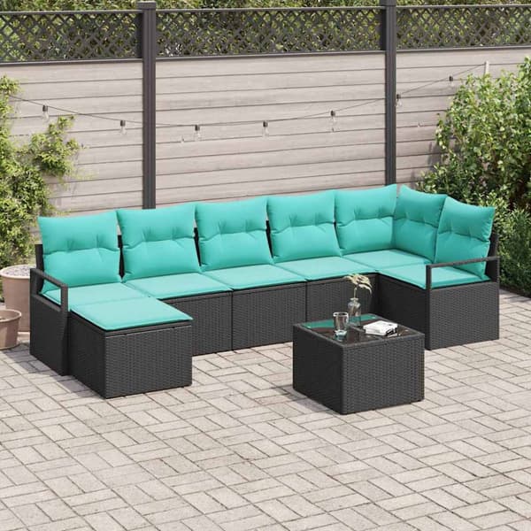 Soffset med kudde 8 pcs Svart konstrotting