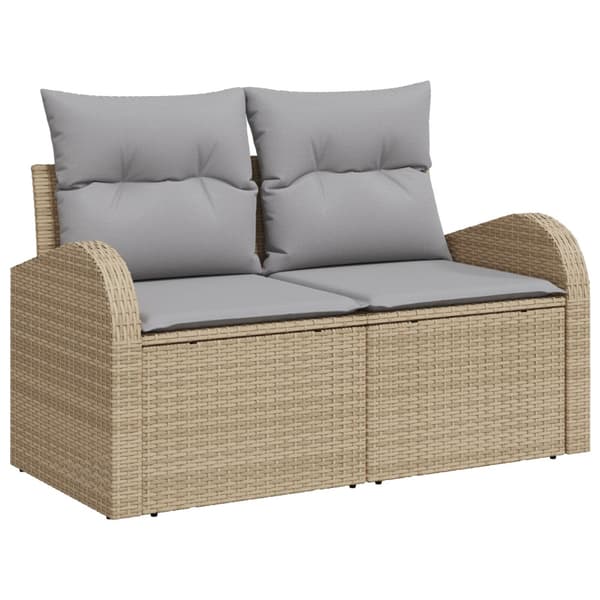 Trädgårdsoffset med lagring 3 pcs beige och ljusgrå Poly rattan